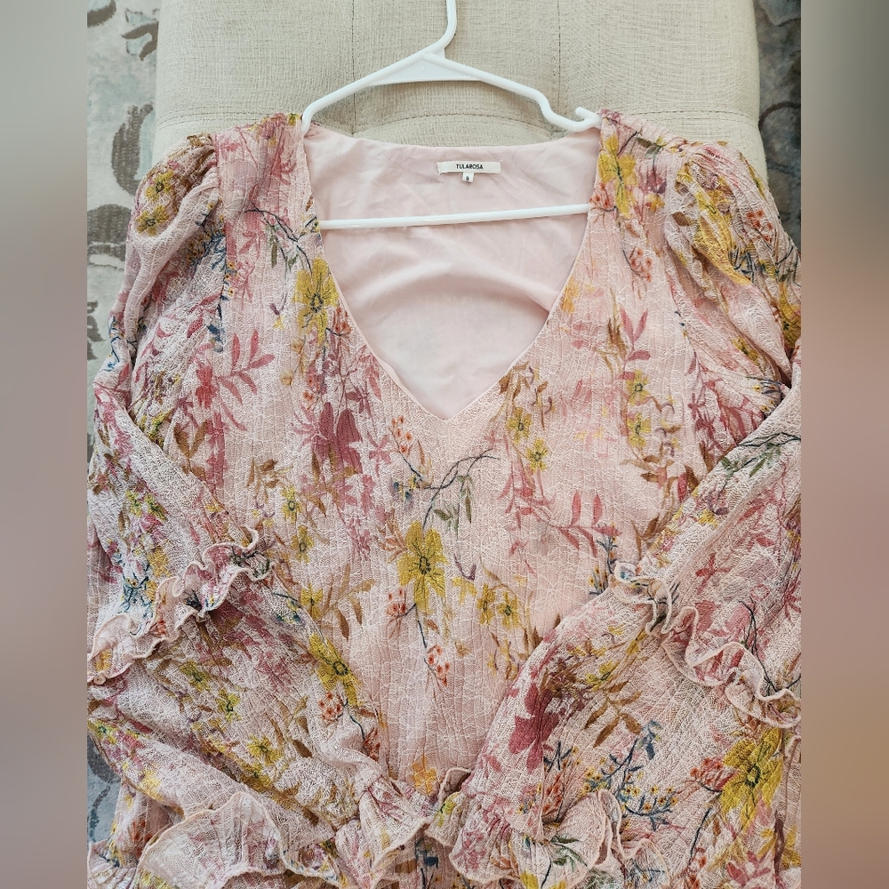 Tularosa Evelyn Dress In Lt Rose Floral View 6
